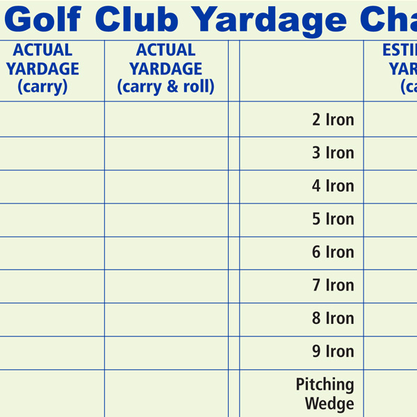 Golf Club Yardage Chart Preview