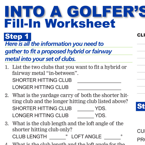 Into A Golfers Set of Clubs Fill-In Worksheet Preview